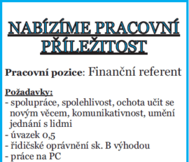 Nabídka pracovní příležitosti